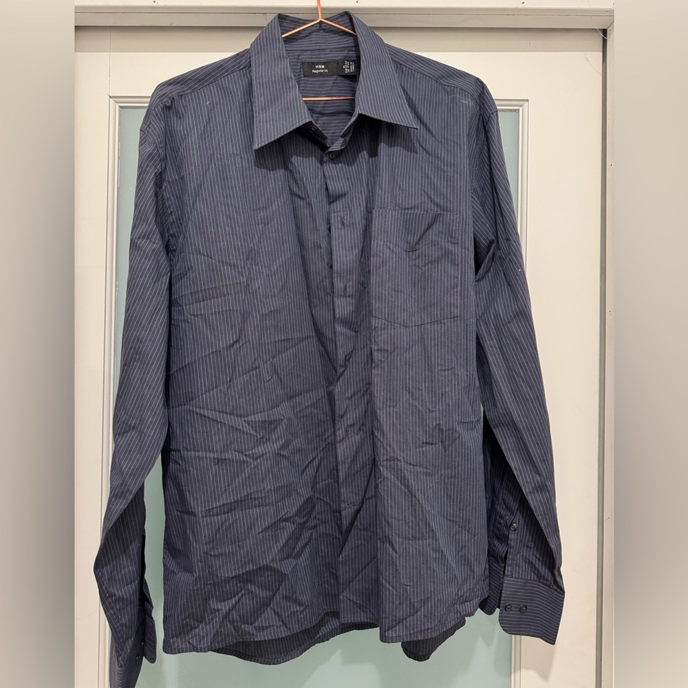 H&M pin Striped Button-Up Shirt NWOT